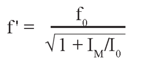The resonant frequency of the system is calculated with resonant frequency of the platform (see technical data) and moment of inertia of the mirror substrate using this formula.